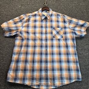 RedHead Button Down Shirt Mens 2XL Blue Orange Plaid Short Sleeve Casual Outdoor